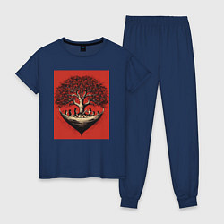 Пижама хлопковая женская Love tree, цвет: тёмно-синий