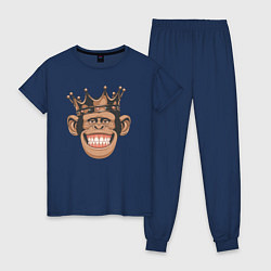Пижама хлопковая женская Monkey king, цвет: тёмно-синий