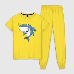 Пижама хлопковая женская Cute shark, цвет: желтый