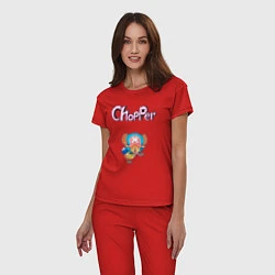 Пижама хлопковая женская Чоппер доктор из аниме ван пис, цвет: красный — фото 2