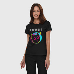 Пижама хлопковая женская Paramore rock star cat, цвет: черный — фото 2