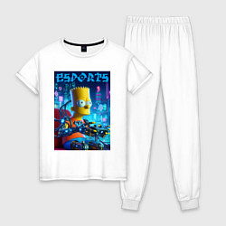 Пижама хлопковая женская Cyber Bart Simpson - esport, цвет: белый