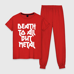 Пижама хлопковая женская Death to all - кроме металл, цвет: красный