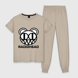 Пижама хлопковая женская Radiohead logo bear, цвет: миндальный