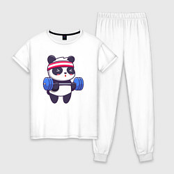 Пижама хлопковая женская Панда в качалке, цвет: белый