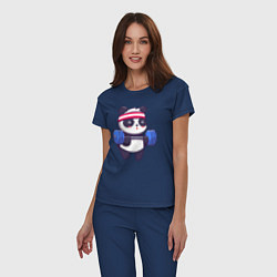 Пижама хлопковая женская Панда в качалке, цвет: тёмно-синий — фото 2