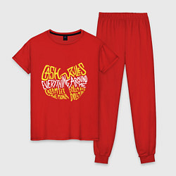 Пижама хлопковая женская Wu tang - деньги управляют всем вокруг меня, цвет: красный