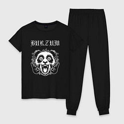 Пижама хлопковая женская Burzum rock panda, цвет: черный