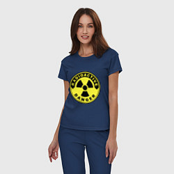Пижама хлопковая женская Danger radiation sign, цвет: тёмно-синий — фото 2