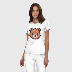 Пижама хлопковая женская Мордочка медведя, цвет: белый — фото 2