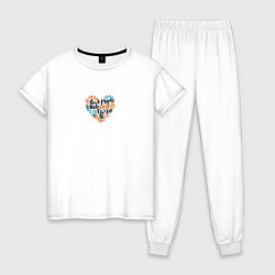 Пижама хлопковая женская K-pop heart, цвет: белый