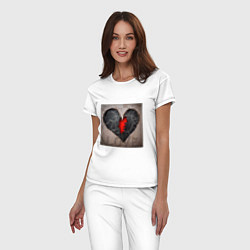 Пижама хлопковая женская Трещина на сердце, цвет: белый — фото 2
