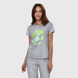 Пижама хлопковая женская Забавный попугай какаду, цвет: меланж — фото 2