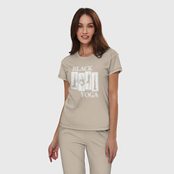 Пижама хлопковая женская Black yoga, цвет: миндальный — фото 2