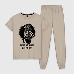 Пижама хлопковая женская James Marshall Hendrix, цвет: миндальный