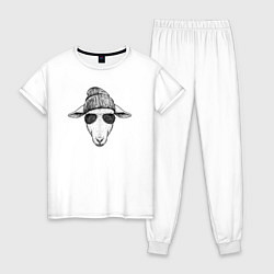 Пижама хлопковая женская Овечка в шапке, цвет: белый