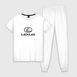 Пижама хлопковая женская Lexus авто бренд лого, цвет: белый