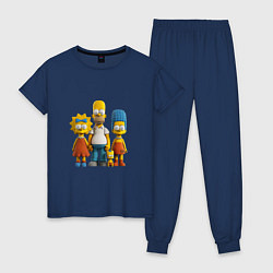 Пижама хлопковая женская Милая семейка симпсонов, цвет: тёмно-синий