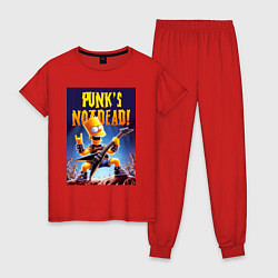Пижама хлопковая женская Bart Simpson - punks not dead, цвет: красный