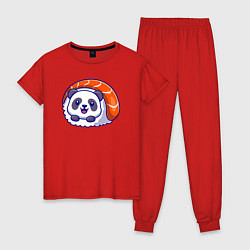 Пижама хлопковая женская Roll panda, цвет: красный