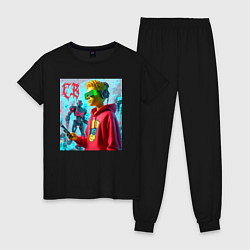 Пижама хлопковая женская Bart Simpson - cyberpunk ai art, цвет: черный