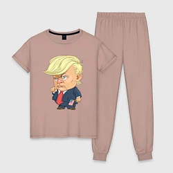Пижама хлопковая женская Мистер Трамп, цвет: пыльно-розовый