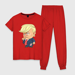 Пижама хлопковая женская Мистер Трамп, цвет: красный