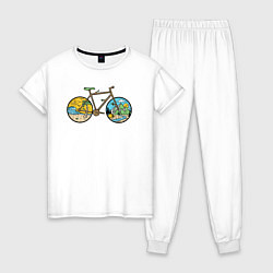 Пижама хлопковая женская Nature bike, цвет: белый