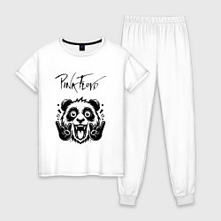 Пижама хлопковая женская Pink Floyd - rock panda, цвет: белый