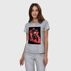 Пижама хлопковая женская Мотокросс красные брызги, цвет: меланж — фото 2