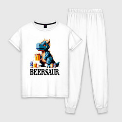 Пижама хлопковая женская Пивозавр - пиксель арт нейросеть, цвет: белый