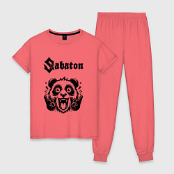 Пижама хлопковая женская Sabaton - rock panda, цвет: коралловый