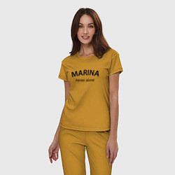 Пижама хлопковая женская Marina never alone - motto, цвет: горчичный — фото 2