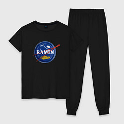 Пижама хлопковая женская Рамен в стиле NASA, цвет: черный
