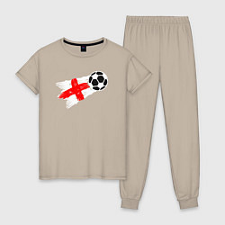 Пижама хлопковая женская Футбол Англии, цвет: миндальный
