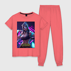 Пижама хлопковая женская League of Legends Akali Kda, цвет: коралловый