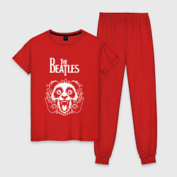 Пижама хлопковая женская The Beatles rock panda, цвет: красный
