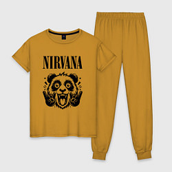 Пижама хлопковая женская Nirvana - rock panda, цвет: горчичный