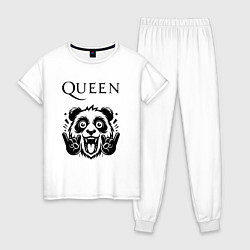 Пижама хлопковая женская Queen - rock panda, цвет: белый