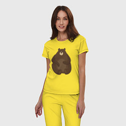 Пижама хлопковая женская Мишка пухляш, цвет: желтый — фото 2