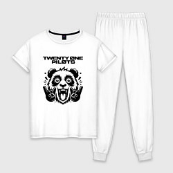 Пижама хлопковая женская Twenty One Pilots - rock panda, цвет: белый