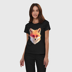 Пижама хлопковая женская Foxs head, цвет: черный — фото 2