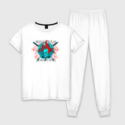 Пижама хлопковая женская Samurai symbols, цвет: белый