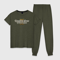 Пижама хлопковая женская Kingdom come 2 deliverance logo, цвет: меланж-хаки