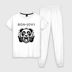 Пижама хлопковая женская Bon Jovi - rock panda, цвет: белый