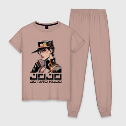 Пижама хлопковая женская Jotaro Kujo - Jojo ai art, цвет: пыльно-розовый