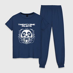 Пижама хлопковая женская Twenty One Pilots rock panda, цвет: тёмно-синий