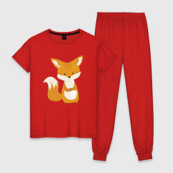 Пижама хлопковая женская Недовольный лисёнок, цвет: красный
