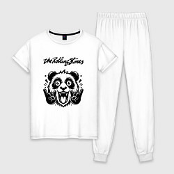 Пижама хлопковая женская Rolling Stones - rock panda, цвет: белый