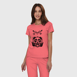 Пижама хлопковая женская Mayhem - rock panda, цвет: коралловый — фото 2